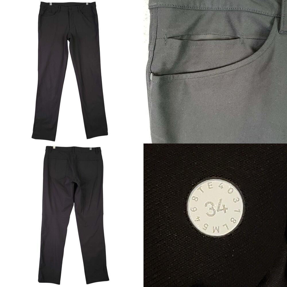 Lululemon Pants Commission Mens Size 34 Black Stretch Golf Chino Flat Front